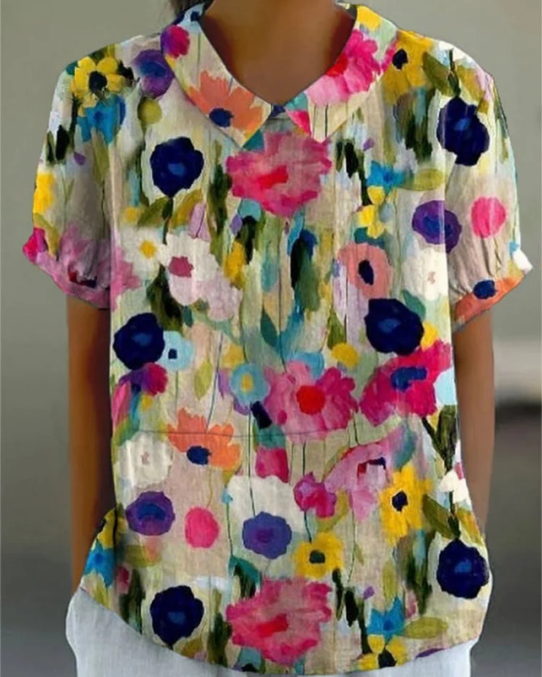 Beatrix | Chemise en Coton-Lin à Fleurs Rétro