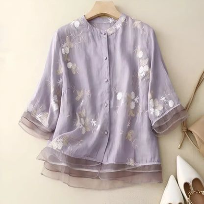 Carmelita – Blouse Transparente Brodée
