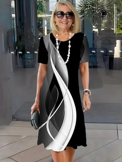 Rosara - Robe Mi-Longue Imprimée Légère et Confortable
