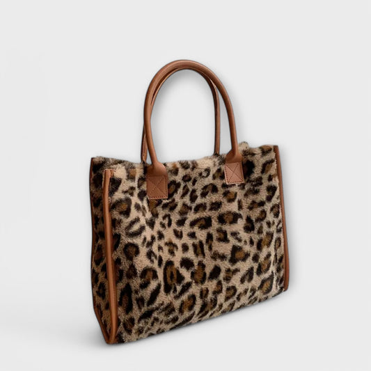 Sac Tote Plush avec Imprimé Léopard Chic