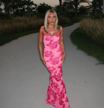 LILY - Robe Maxi Fleurie avec Bretelles Ajustables