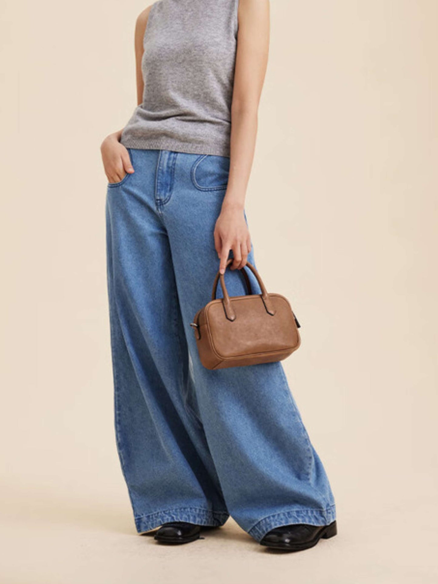 Eliza | Sac Carré avec Fermeture Éclair Brillante