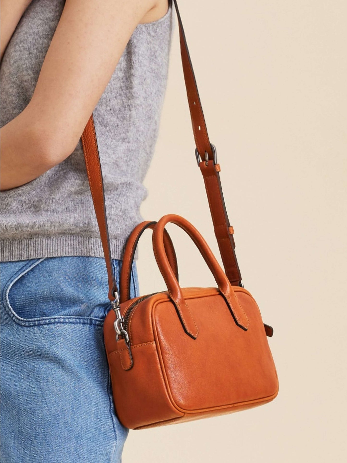 Eliza | Sac Carré avec Fermeture Éclair Brillante
