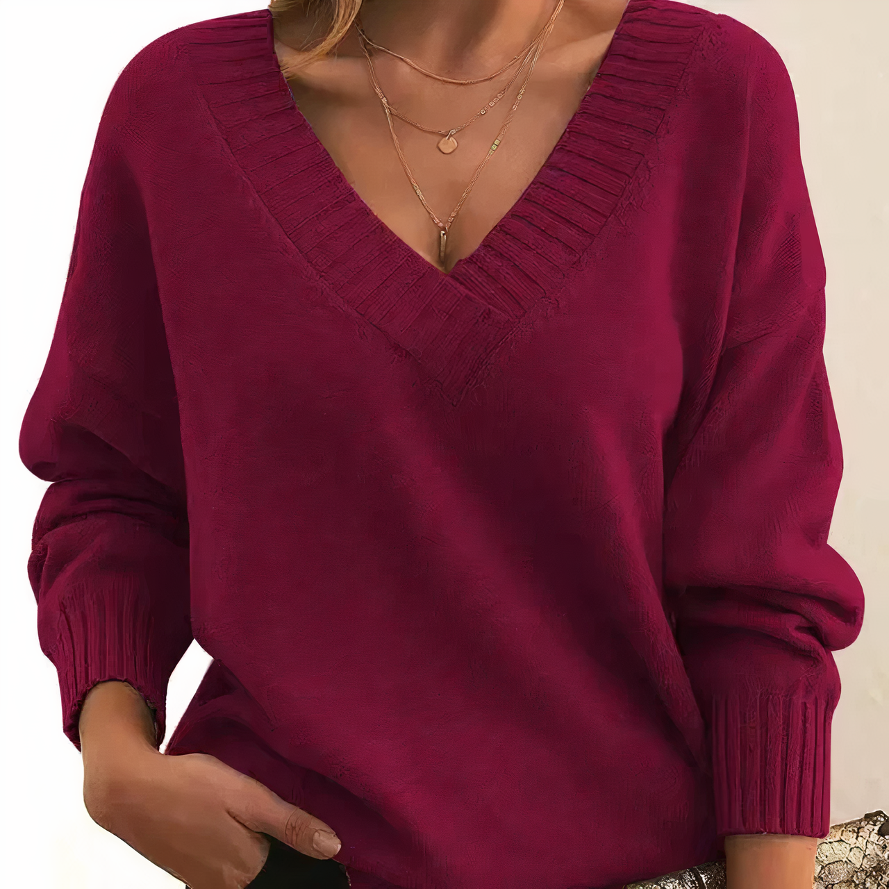 Aria | Pull Chic à Col V Profond Détendu