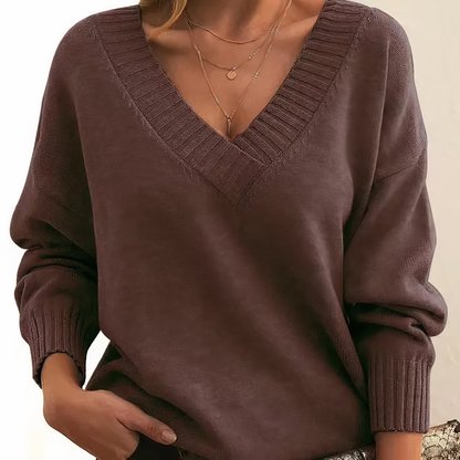 Aria | Pull Chic à Col V Profond Détendu