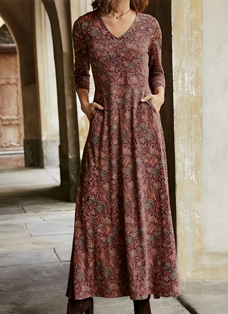 Sophie - Robe vintage à manches longues pour femmes