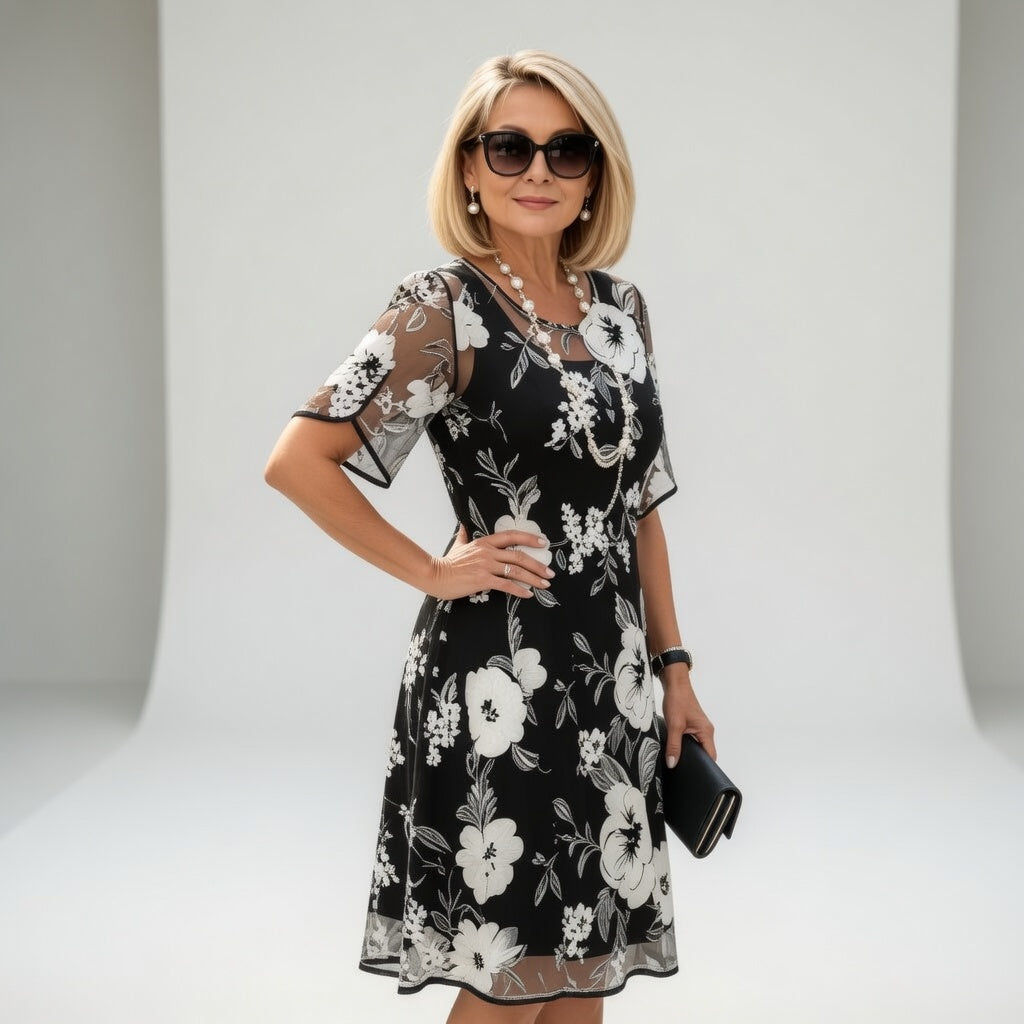 Robe midi en chiffon floral — Élégance naturelle et raffinée