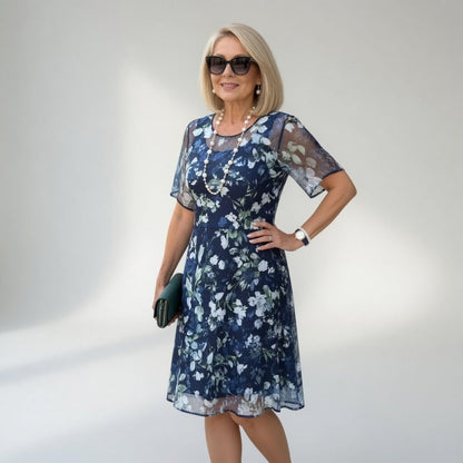 Robe midi en chiffon floral — Élégance naturelle et raffinée