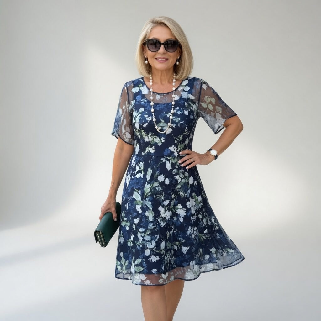 Robe midi en chiffon floral — Élégance naturelle et raffinée