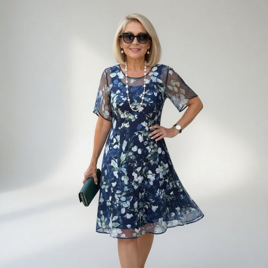 Robe midi en chiffon floral — Élégance naturelle et raffinée