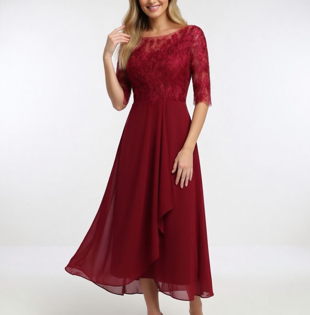 Robe midi en dentelle - Élégance intemporelle pour femme