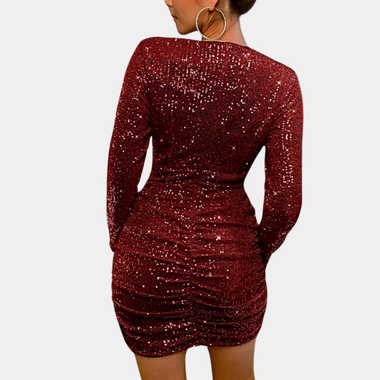 Robe à paillettes Manches longues pour femme | Mini