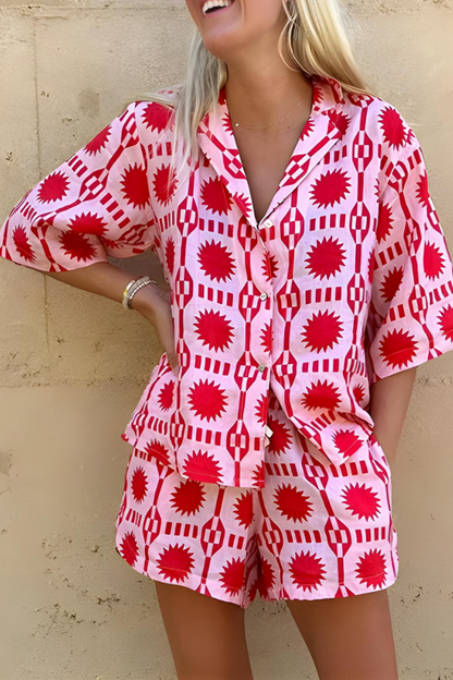 MARISSE – ENSEMBLE DE CHEMISE IMPRIMÉE ET SHORT STYLE PLAGE