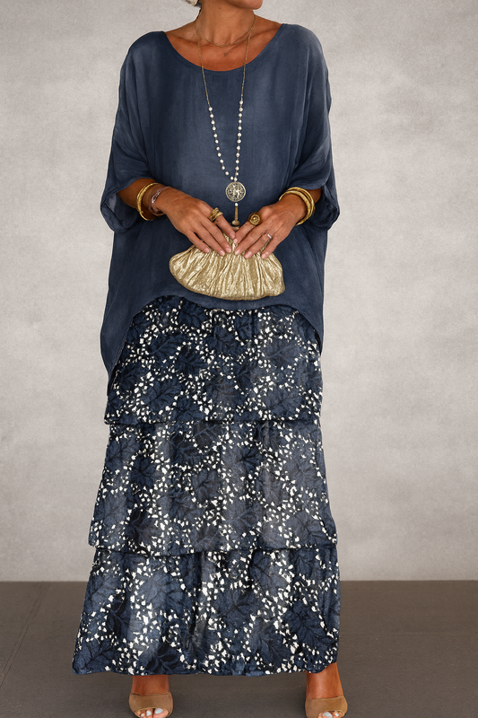 Robe Cape Nora - Bleu Foncé