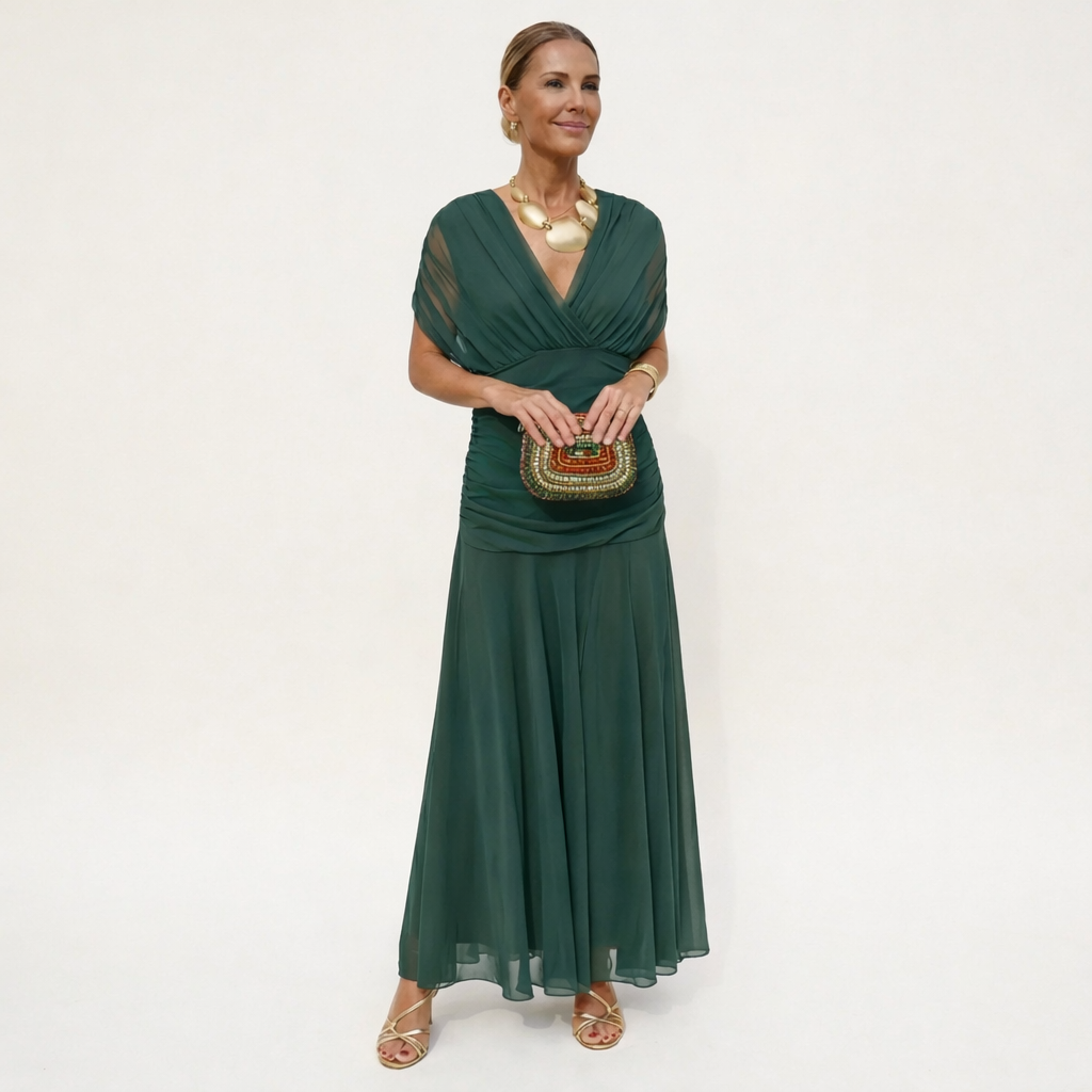 Velora™ | Robe Fleurie Longue avec Décolleté en V