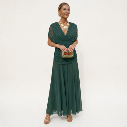 Velora™ | Robe Fleurie Longue avec Décolleté en V