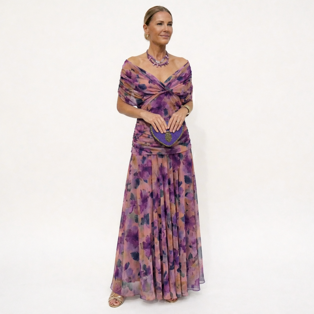 Velora™ | Robe Fleurie Longue avec Décolleté en V