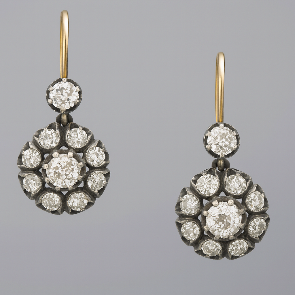 Boucles d'oreilles pendantes en pierres précieuses vintage