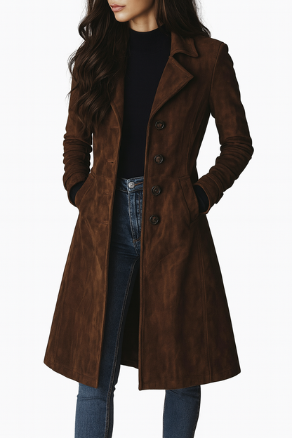 ISABELLE – MANTEAU LONG EN SIMILI CUIR VINTAGE