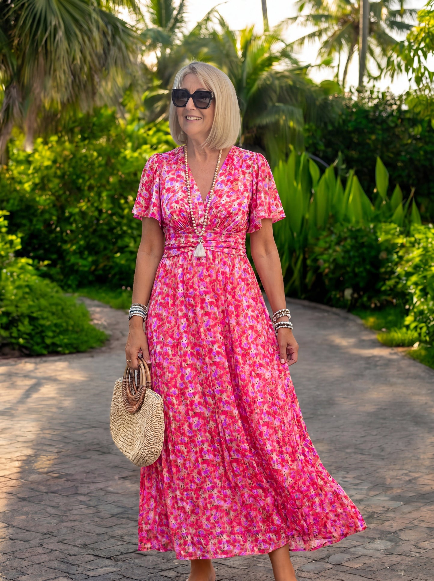 Elis – Robe longue et fluide avec imprimé floral
