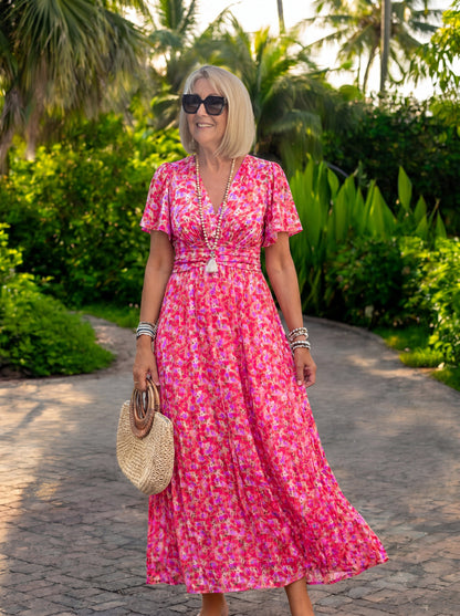 Elis – Robe longue et fluide avec imprimé floral