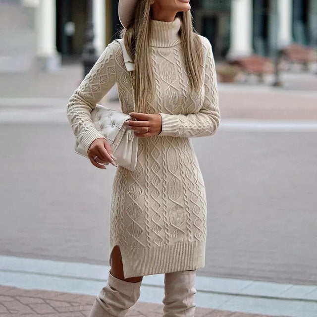 Robe-pull Col roulé chaud pour femme | Mini