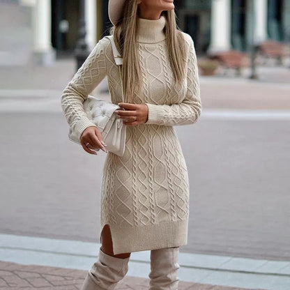 Robe-pull Col roulé chaud pour femme | Mini