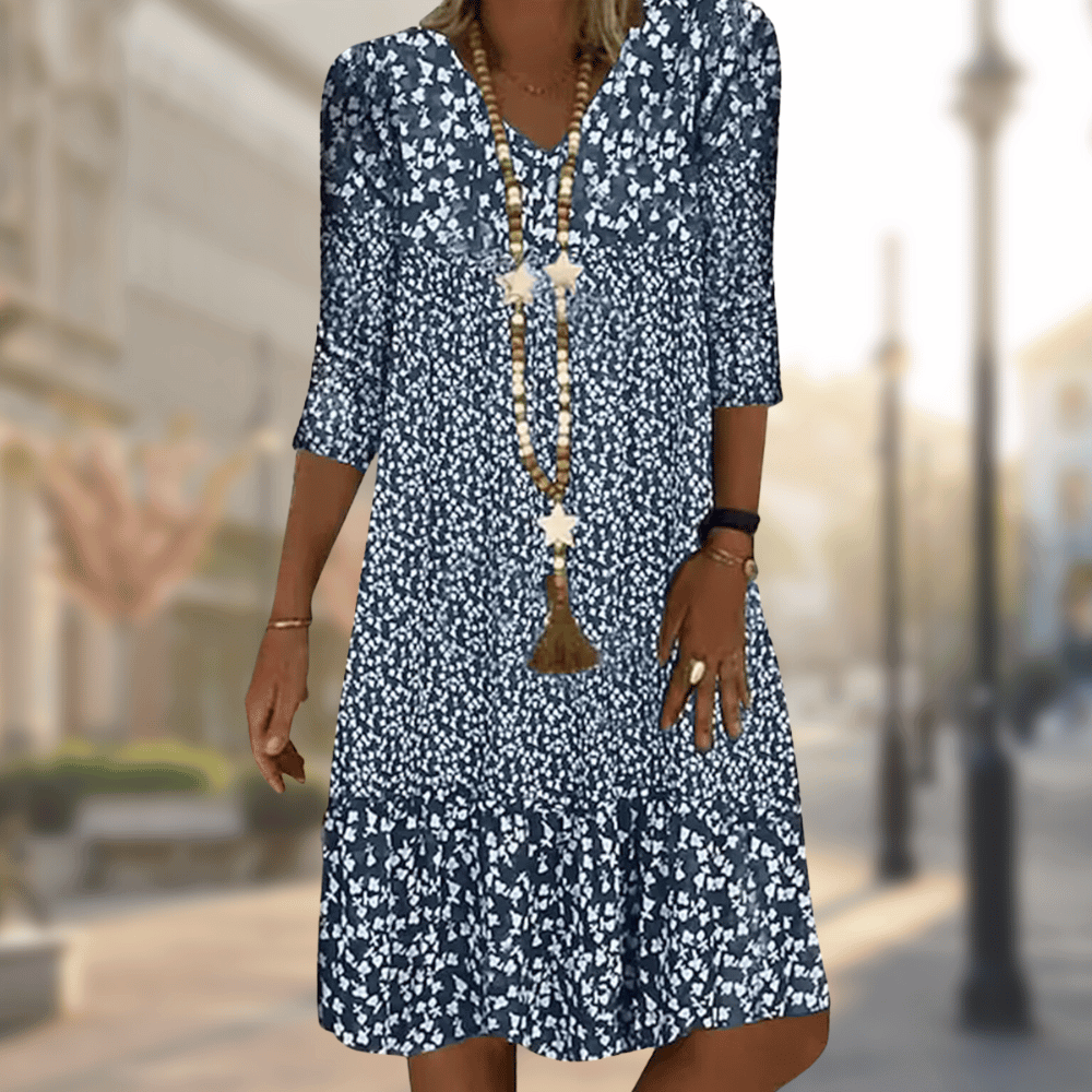 Amelie - Robe midi avec décolleté en V et imprimé floral