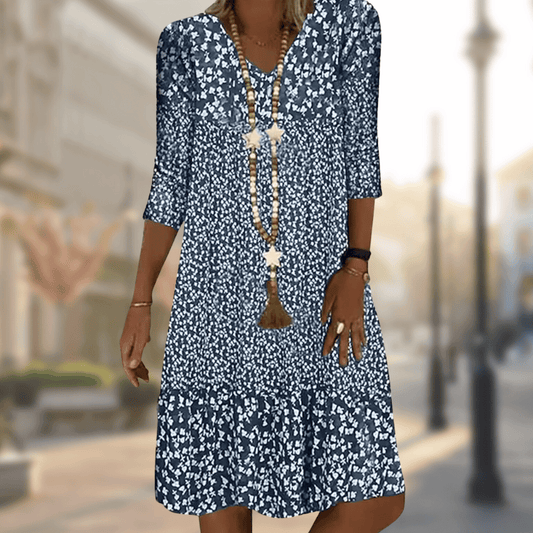 Amelie - Robe midi avec décolleté en V et imprimé floral