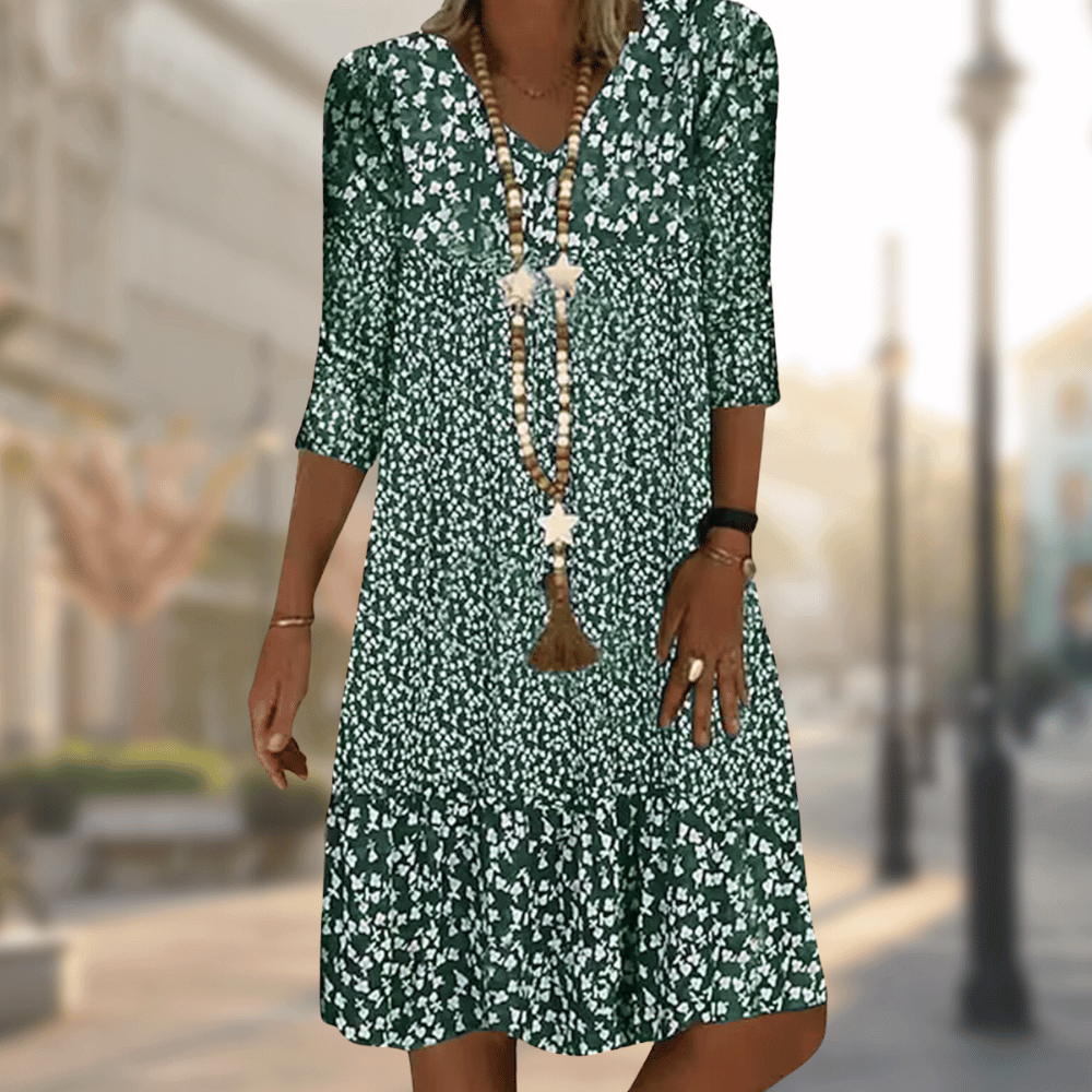 Amelie - Robe midi avec décolleté en V et imprimé floral