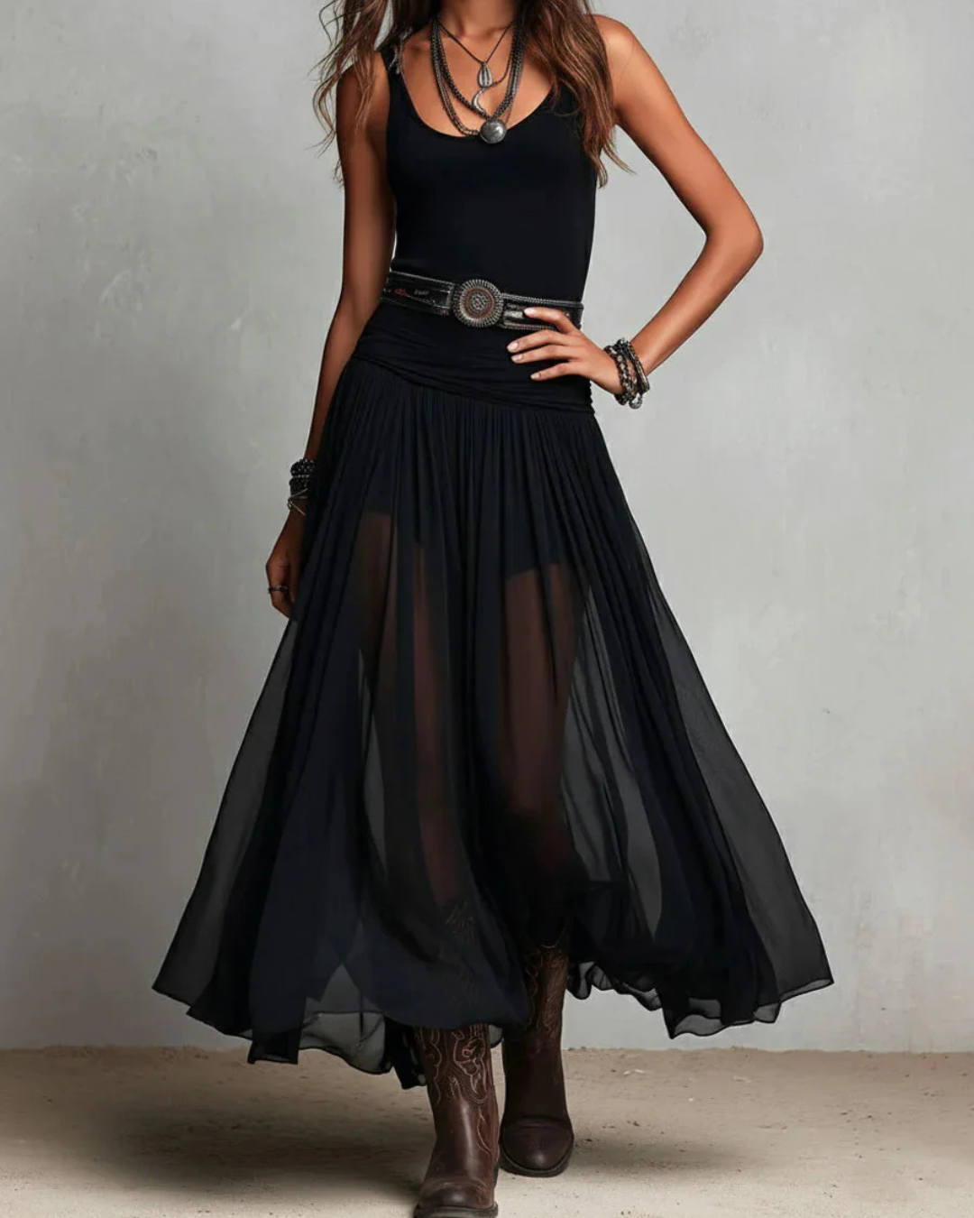 ENSEMBLE EUPHORIE - Robe Élégante à Double Couche