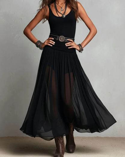 ENSEMBLE EUPHORIE - Robe Élégante à Double Couche
