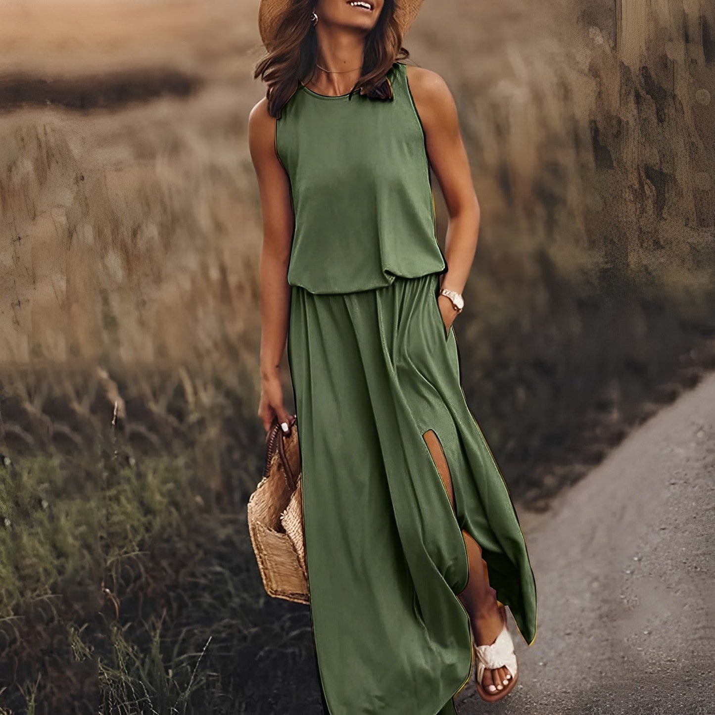 Robe Mina avec ourlet ouvert et poches doubles