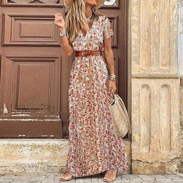 Lennon - Robe longue plissée d'Ibiza
