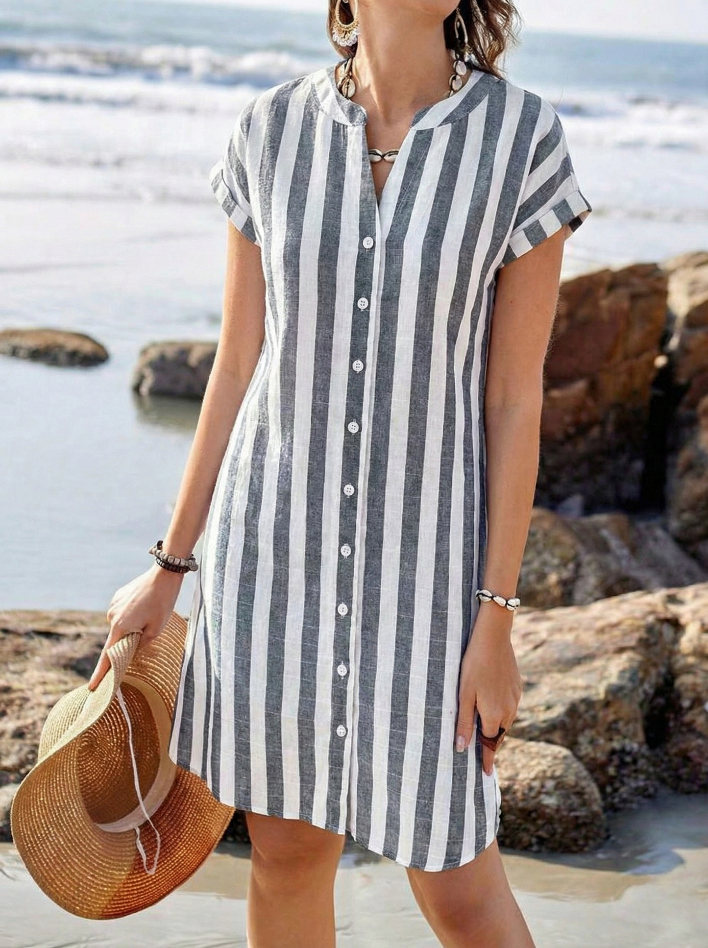 Pamela™ | Robe Élégante à Rayures