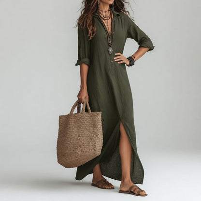 Robe longue chemise oversize bohémienne - Coton pur fluide et intemporel