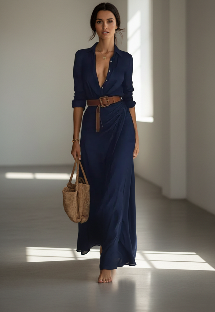 Robe Maxi Ilona – Chic et Intemporelle en Kaki