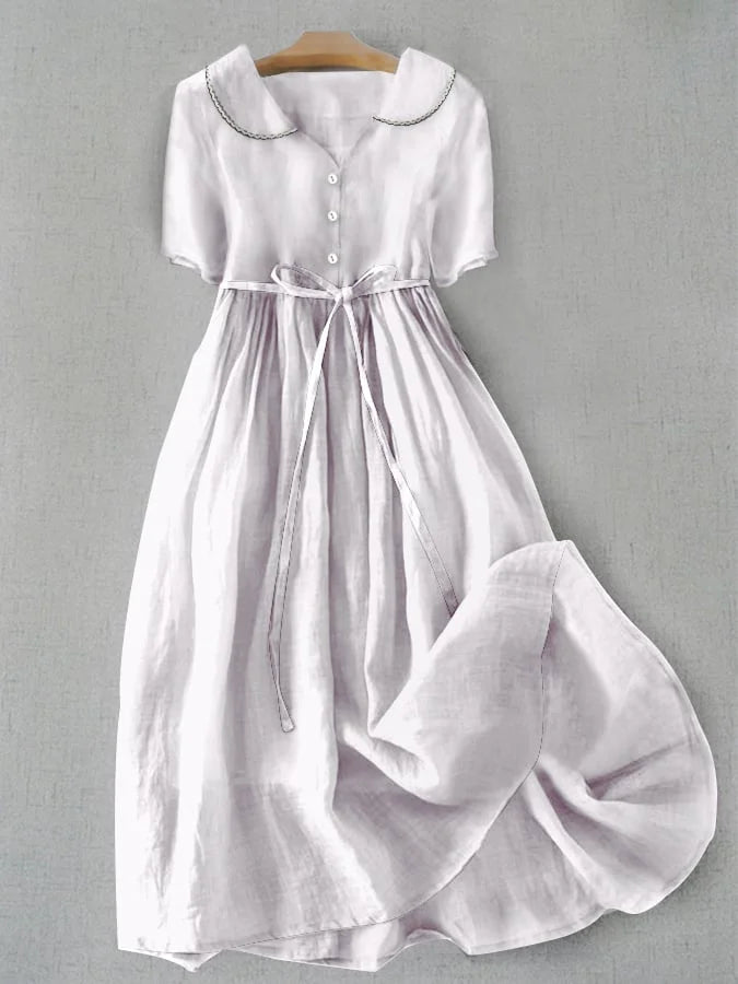 Robe Isla Midi - Élégance Confort en Coton-Lin pour Femmes