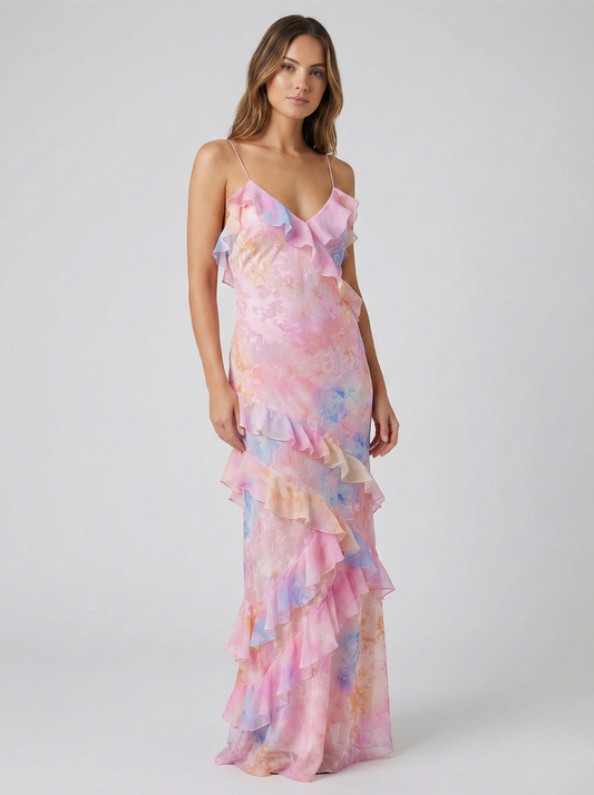 Robe Maxi à Volants Éthérée de Luna