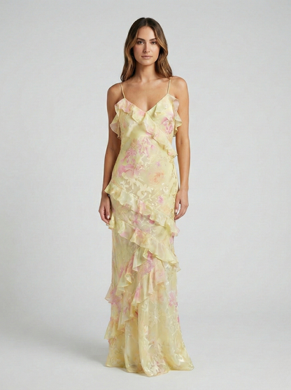 Robe Maxi à Volants Éthérée de Luna