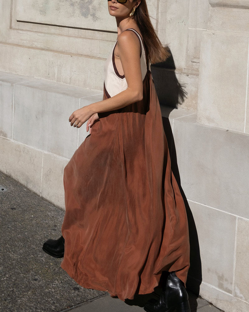 Robe Maxi à Contraste Audacieux de Luna