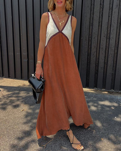 Robe Maxi à Contraste Audacieux de Luna