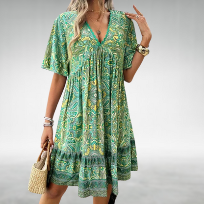 Saylor - Robe d'Été à Col en V avec Imprimé Bohémien Paisley