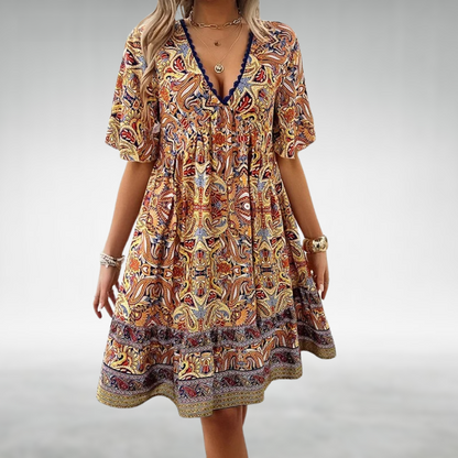 Saylor - Robe d'Été à Col en V avec Imprimé Bohémien Paisley