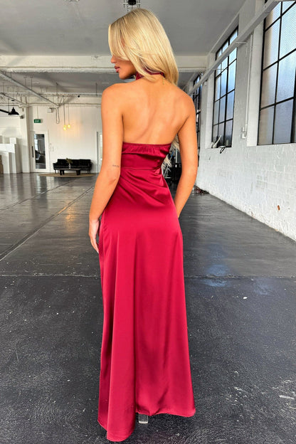 Robe rouge licol de Soirée pour femme | Maxi
