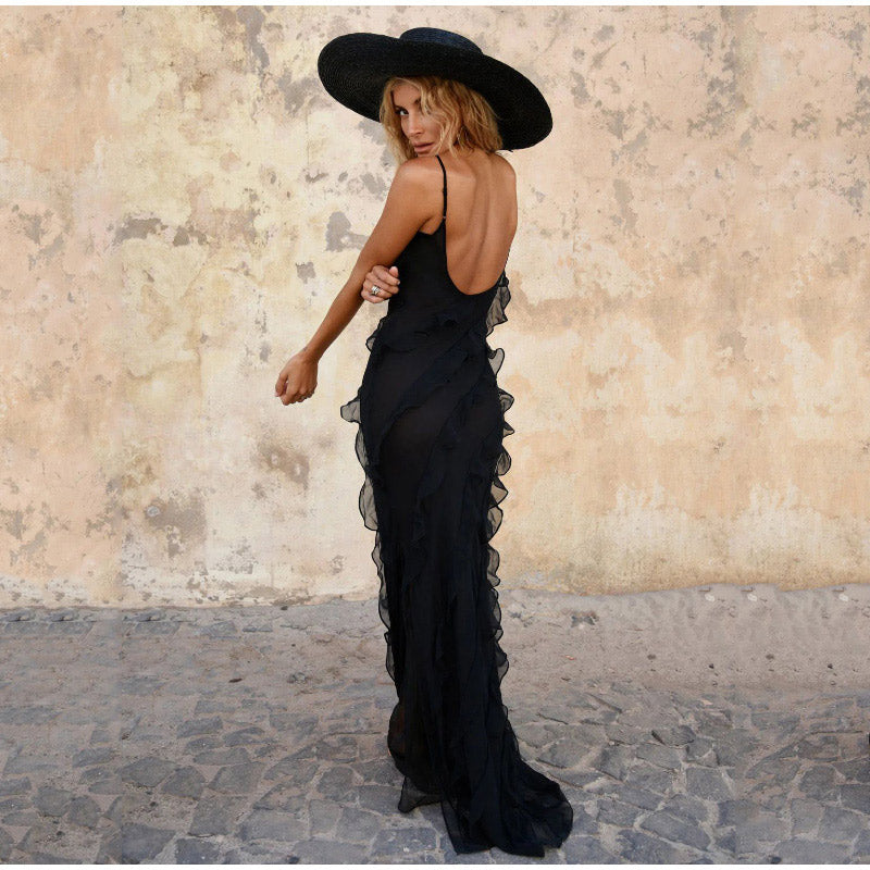 Everly - Robe maxi sans manches avec volants
