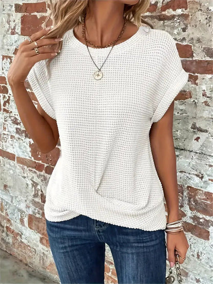 Tegan – T-shirt décontracté en tricot gaufré
