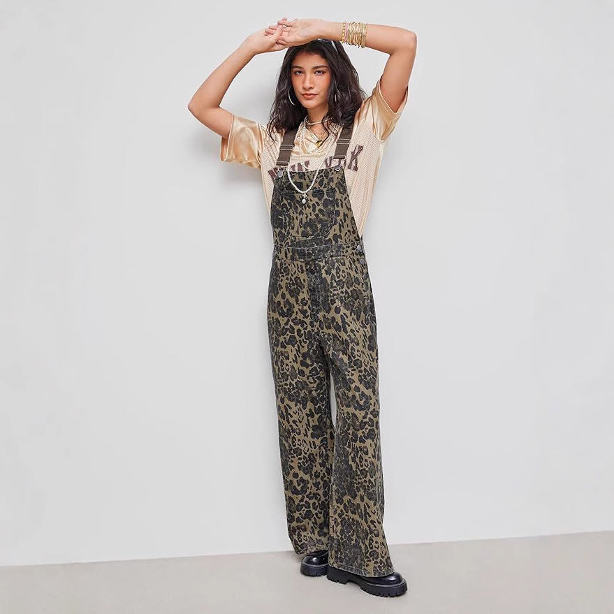 NYELISSE – SALOPETTE LARGE À IMPRIMÉ RÉTRO EN LEOPARD