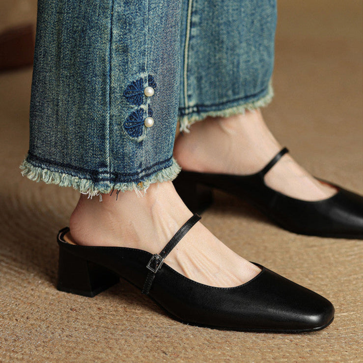 Alicia – Mules en Cuir Naturel