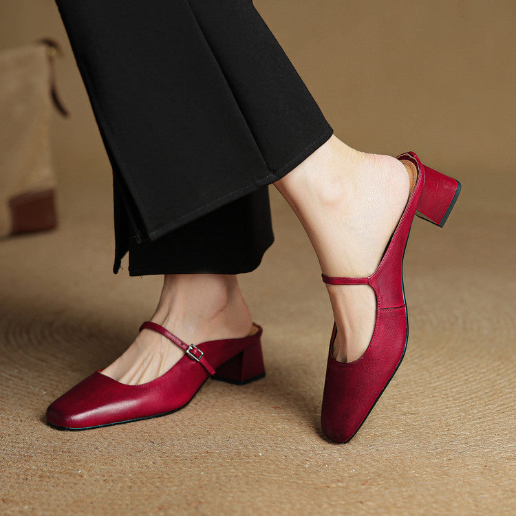 Alicia – Mules en Cuir Naturel